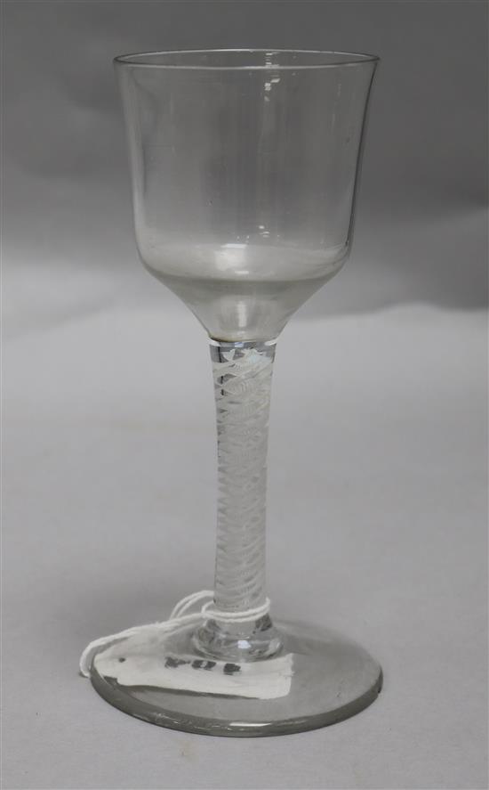 A double series opaque twist wine glass, c.1760